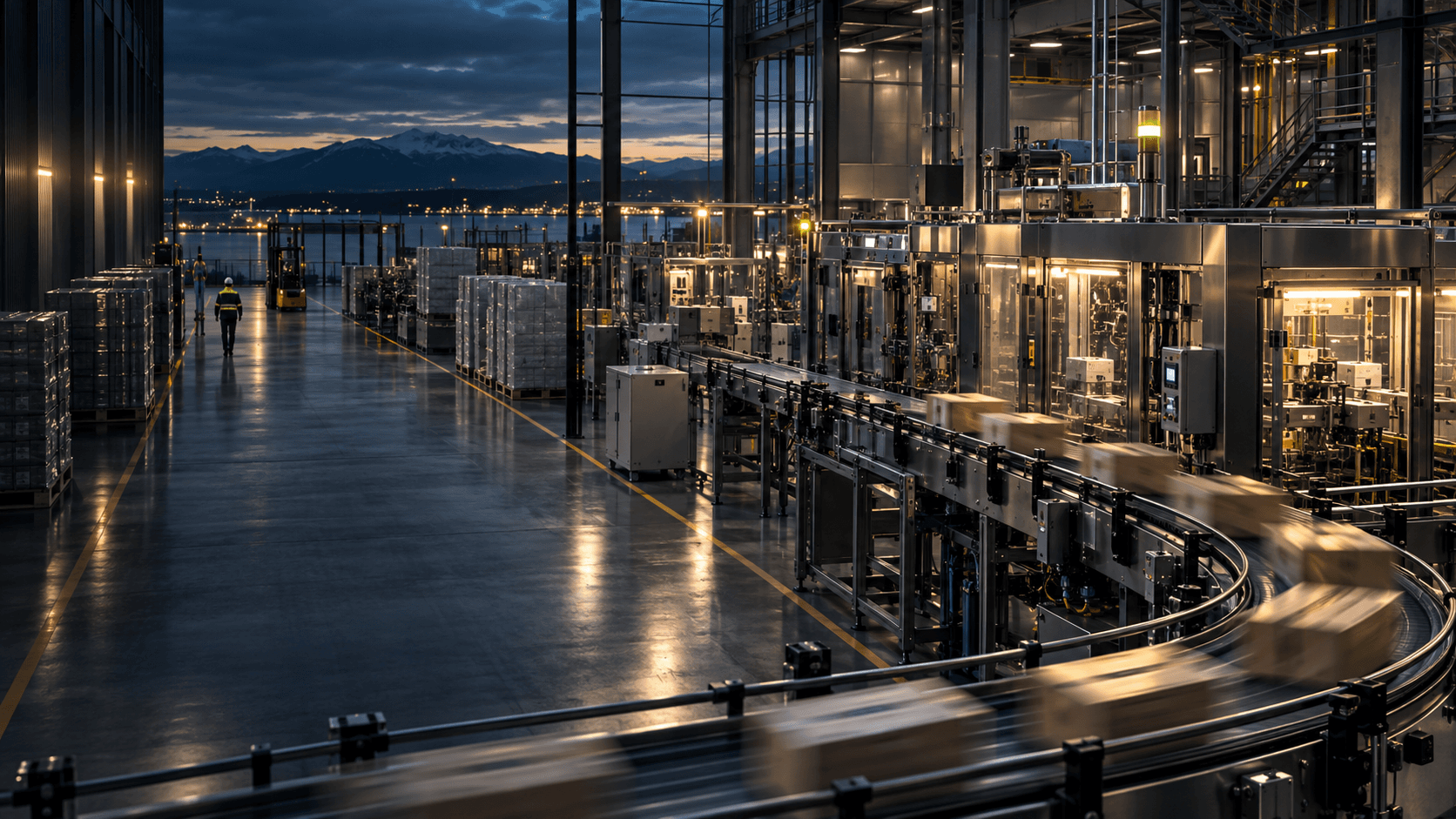 Conceptual illustration of an industrial production floor